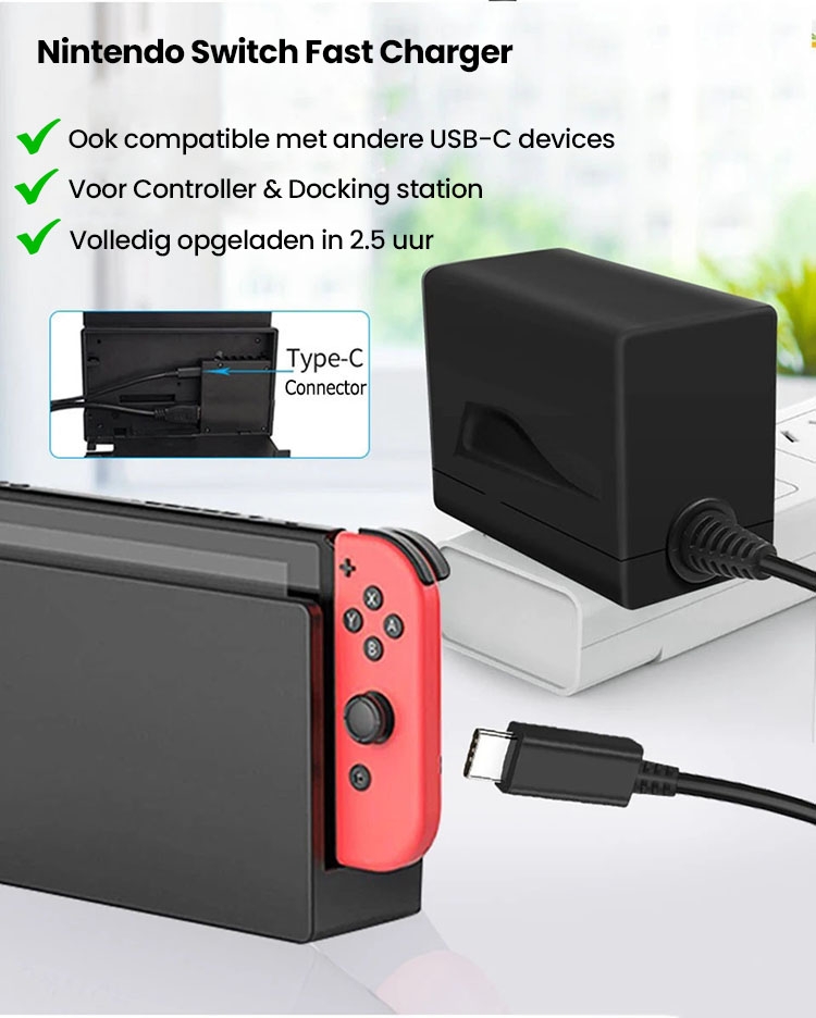 Shinkan benzine Octrooi ᐅ • GO SOLID! Nintendo Switch Oplader - voor Nintendo Switch Controller &  Dock | Eenvoudig bij Opladers.nl